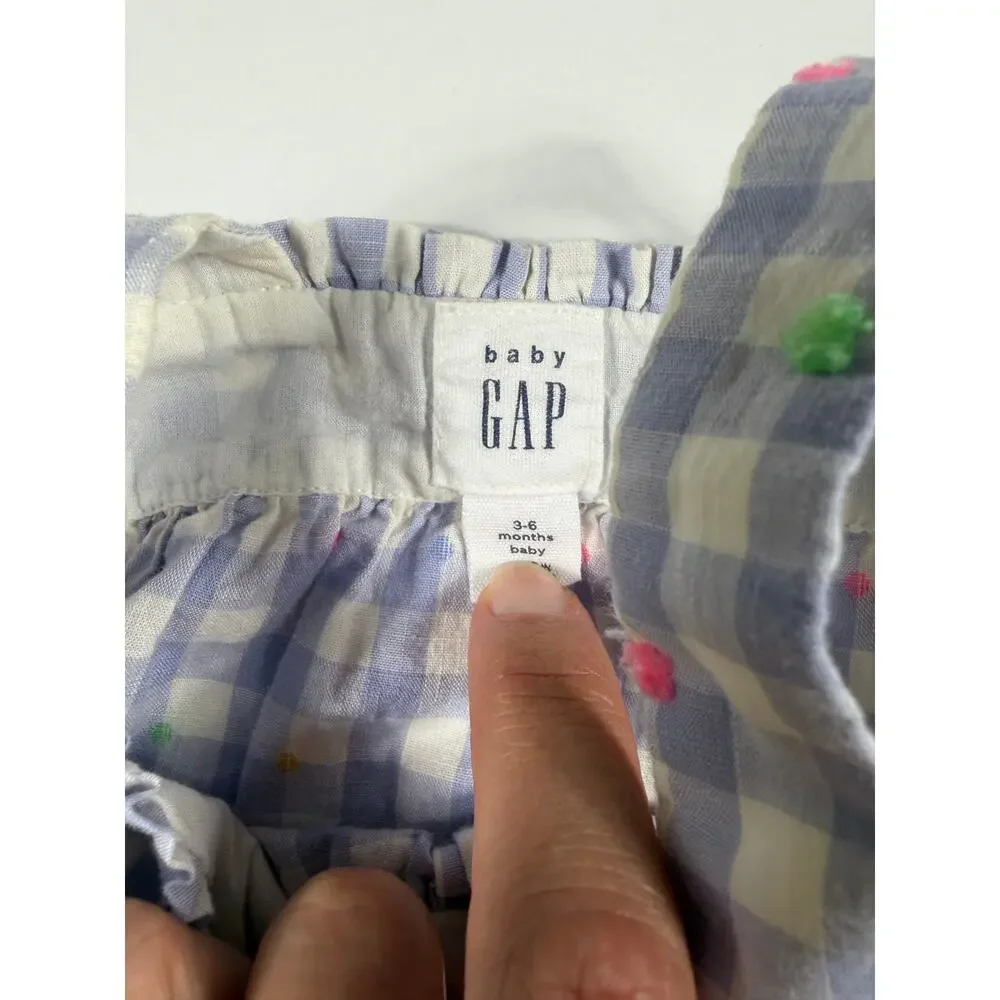 Baby Gap Gingham Embroidered Top Bloomers & Headband Set 3-6 Months